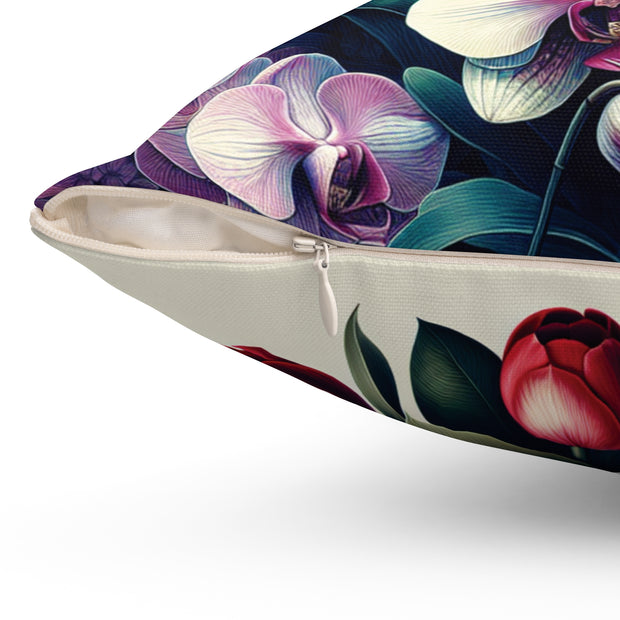 Spun Polyester Square Pillow beautiful flowers